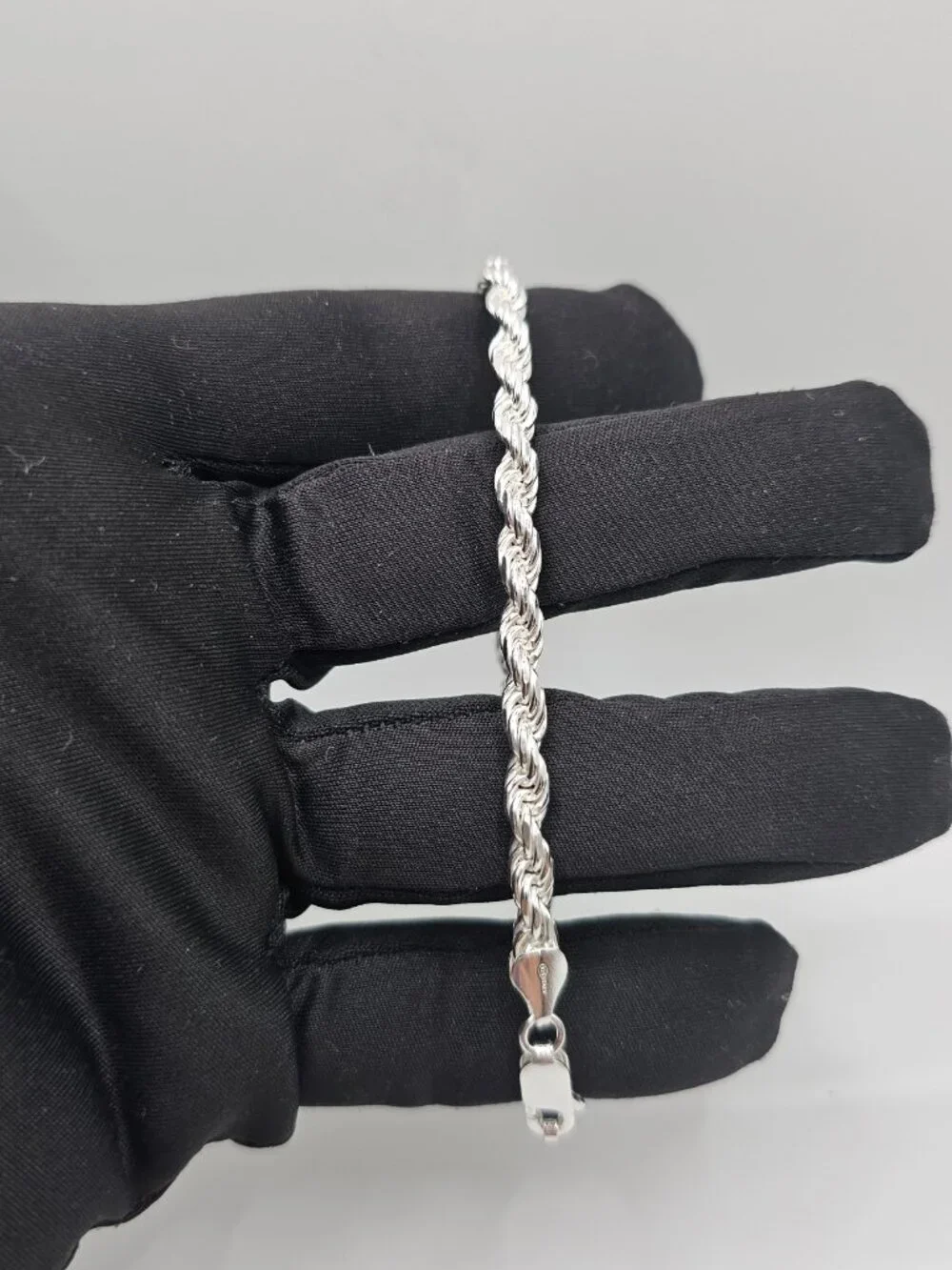 Sterling Silver 925 High Polished Diamond Cut Rope Bracelet 8 inches 5mm